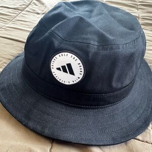 Adidas Black Cotton Bucket Hat Logo Patch One Size Fits Most NWT Golf Summer